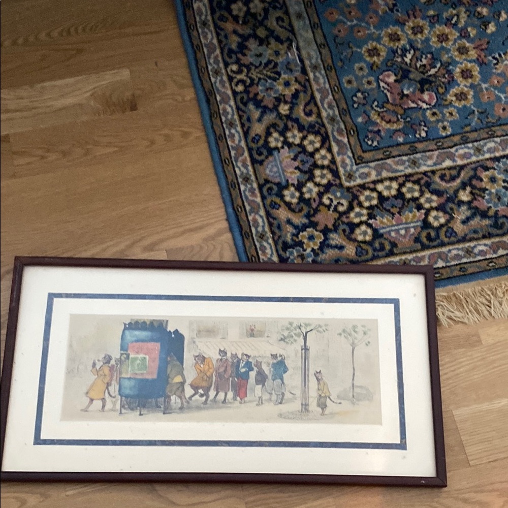 Framed Art Print with Blue Accents